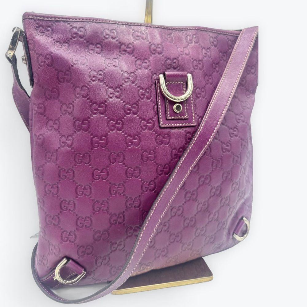 Gucci Magenta Purple Guccisima GG Signature Abbey D Ring Crossbody Messenger Bag - Picture 4 of 16